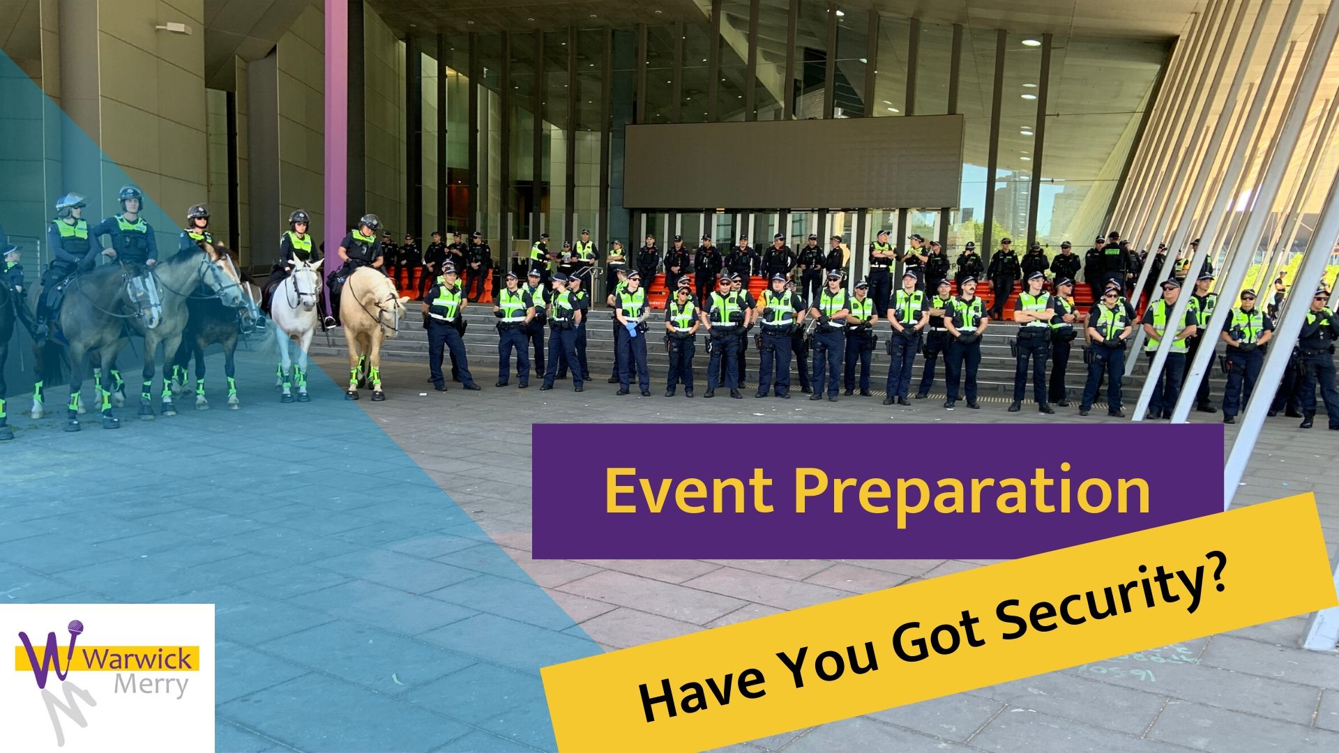 Police standing outside the Melbourne Convention and Entertainment Centre