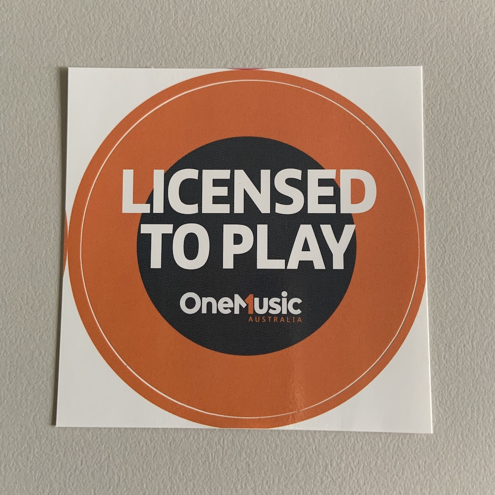 Licensed to Play sticker from One Music